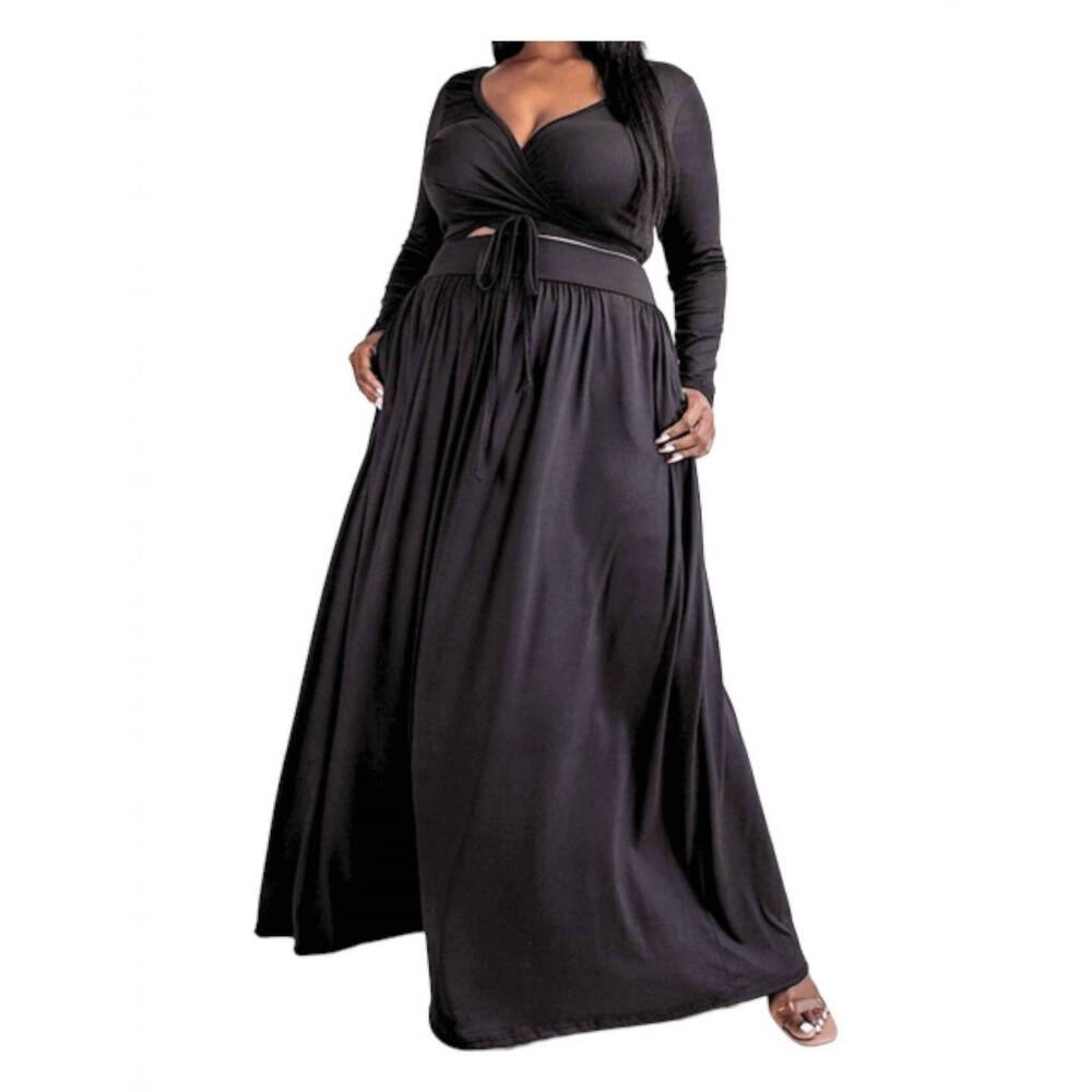 NEW CURVE MARKET two piece maxi skirt set - plus in black